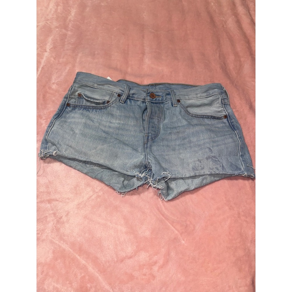 Levi's 501 Women's Light Wash Distressed Denim Cutoff‎ Shorts